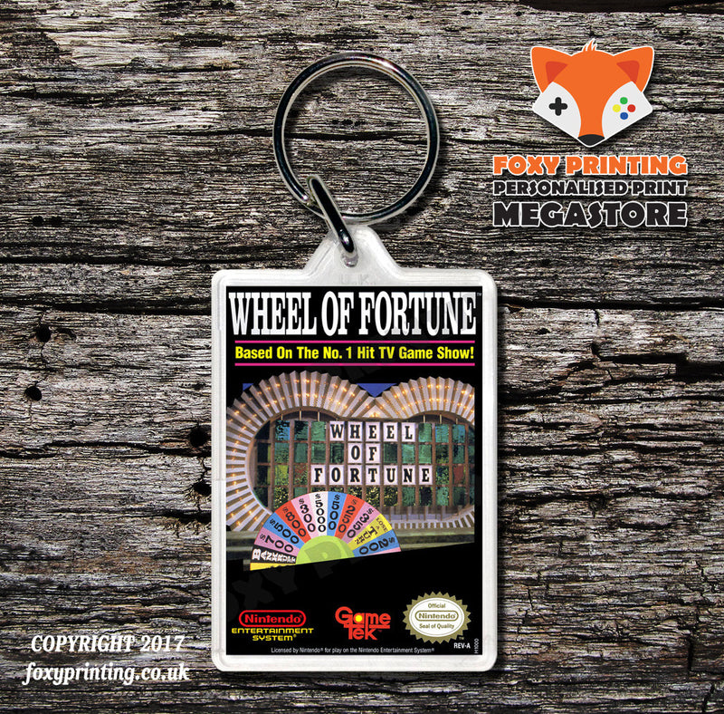 Wheel Of Fortune Junior Edition Retro NES Game Cover Art Gaming Keyring