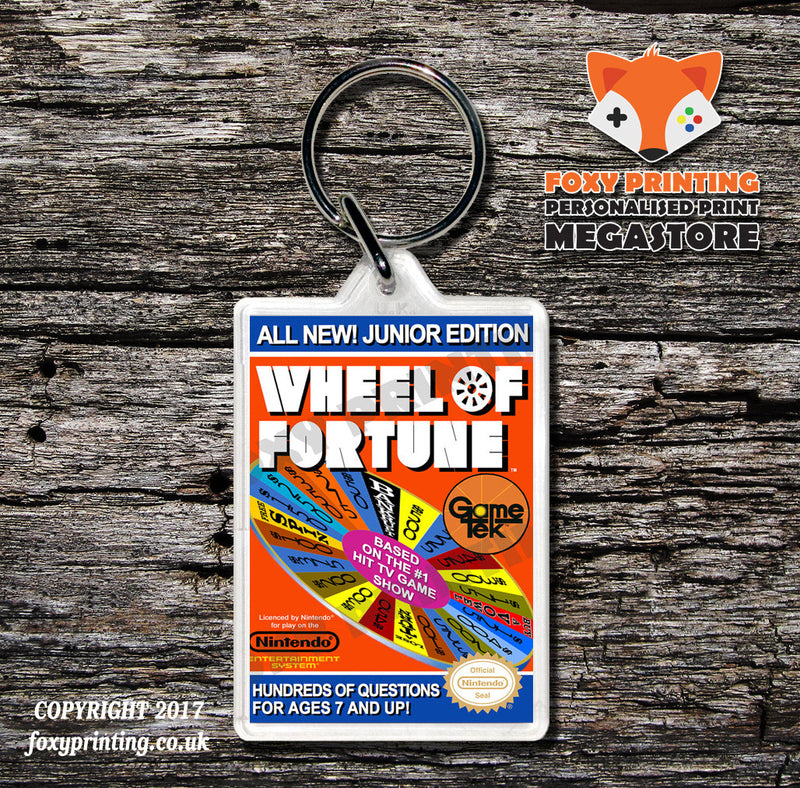 Wheel Of Fortune Family Edition Retro NES Game Cover Art Gaming Keyring
