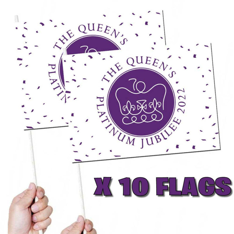 The Queen's Platinum Jubilee White Handwaving Flags X10