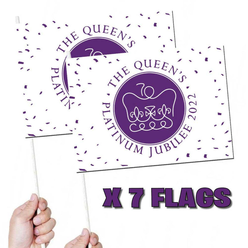 The Queen's Platinum Jubilee White Handwaving Flags X7