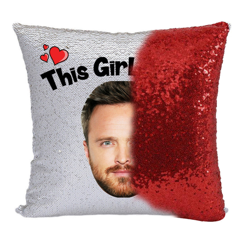 RED MAGIC SEQUIN CUSHION- ANY NAME LOVES AARON PAUL