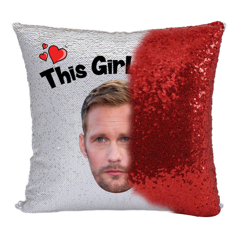 RED MAGIC SEQUIN CUSHION- ANY NAME LOVES ALEXANDER SKARSGARD