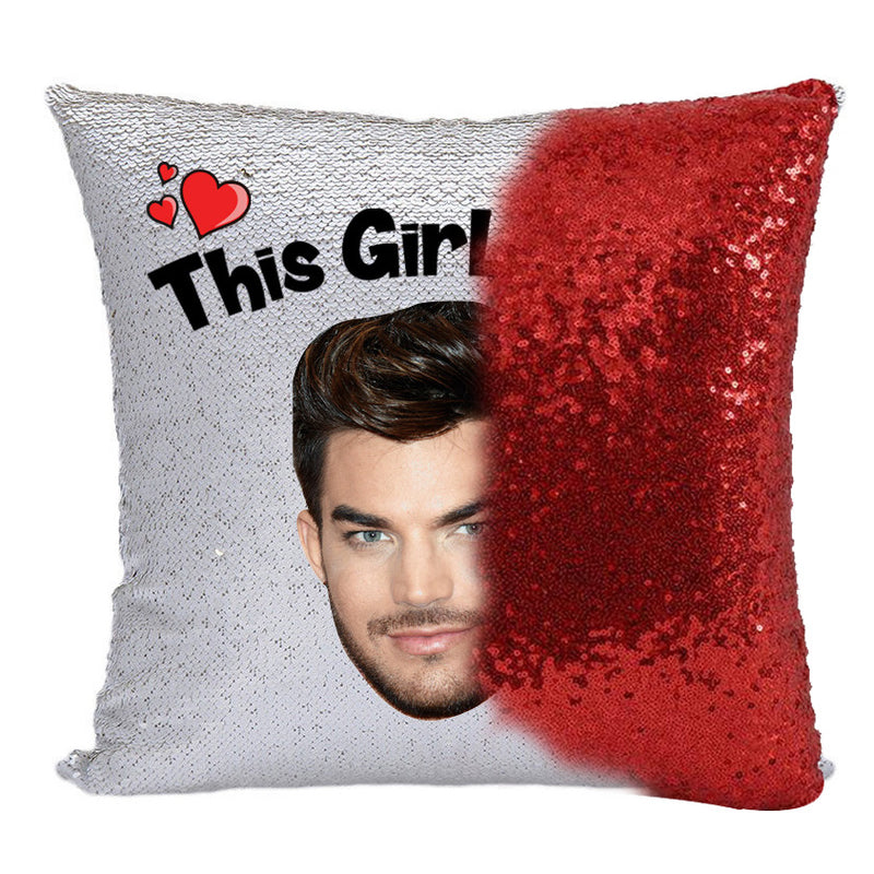 RED MAGIC SEQUIN CUSHION- ANY NAME LOVES ADAM LAMBERT