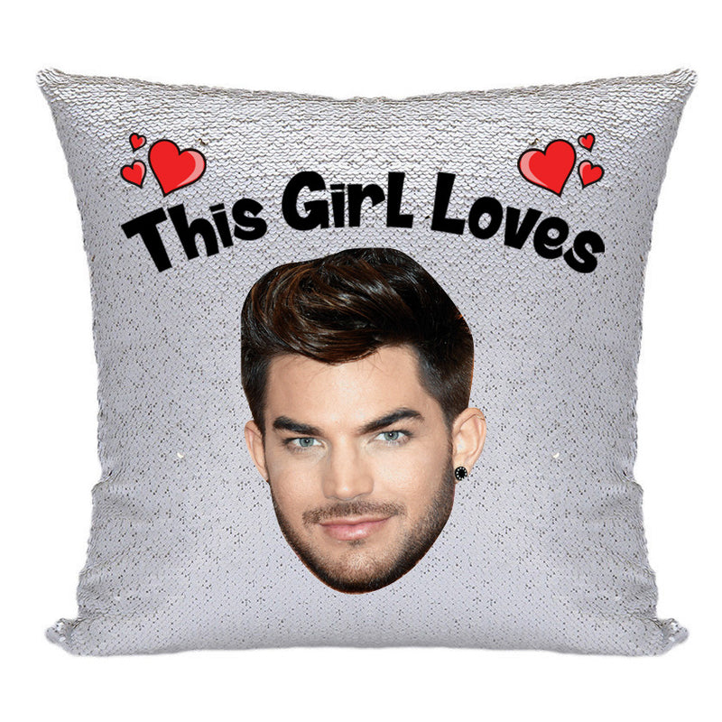 RED MAGIC SEQUIN CUSHION- ANY NAME LOVES ADAM LAMBERT