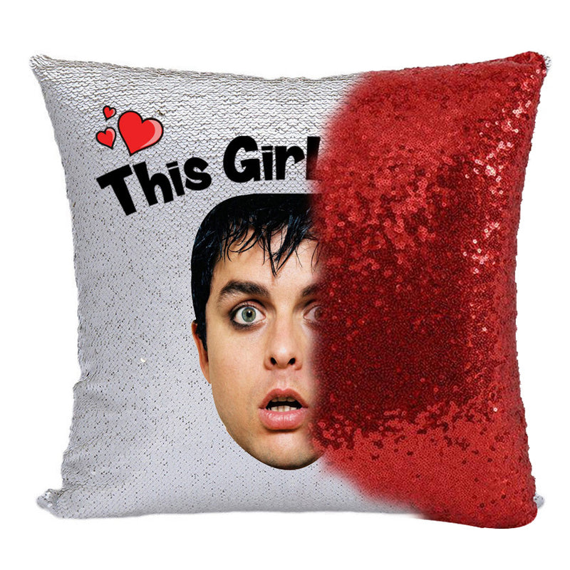 RED MAGIC SEQUIN CUSHION- ANY NAME LOVES BILLIE JOE ARMSTRONG