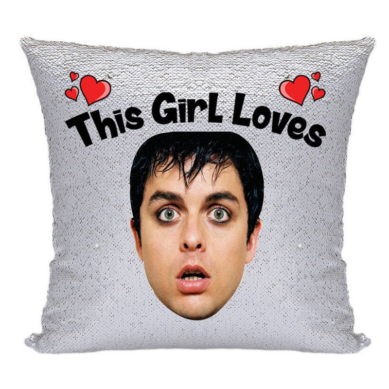 RED MAGIC SEQUIN CUSHION- ANY NAME LOVES BILLIE JOE ARMSTRONG