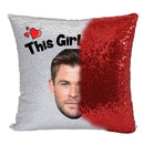 RED MAGIC SEQUIN CUSHION- ANY NAME LOVES CHRIS HEMSWORTH