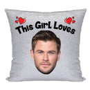 RED MAGIC SEQUIN CUSHION- ANY NAME LOVES CHRIS HEMSWORTH