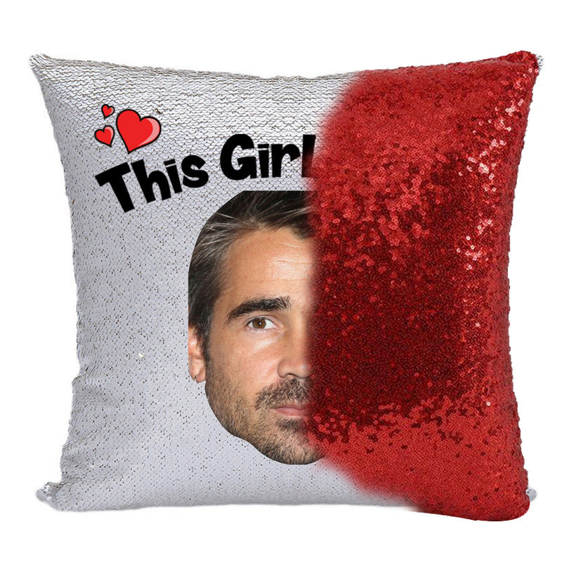 RED MAGIC SEQUIN CUSHION- ANY NAME LOVES COLIN FARREL