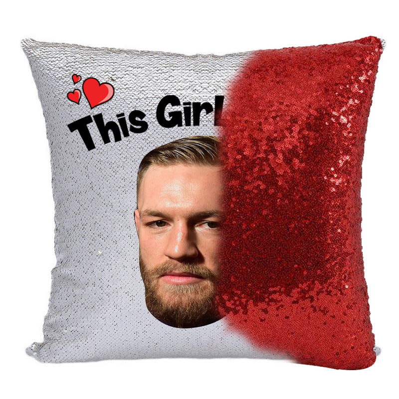 RED MAGIC SEQUIN CUSHION- ANY NAME LOVES CONNOR MCGREGOR