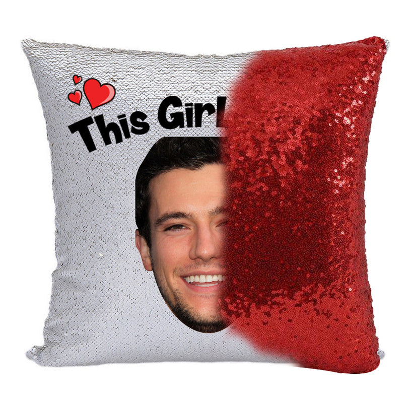 RED MAGIC SEQUIN CUSHION- ANY NAME LOVES DREW ROY