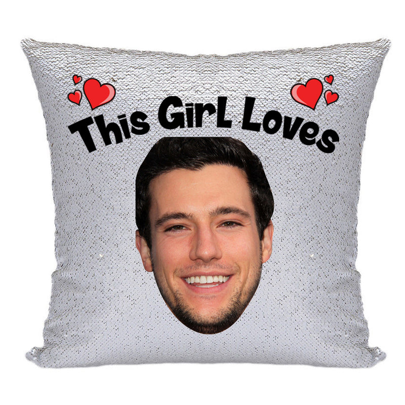 RED MAGIC SEQUIN CUSHION- ANY NAME LOVES DREW ROY