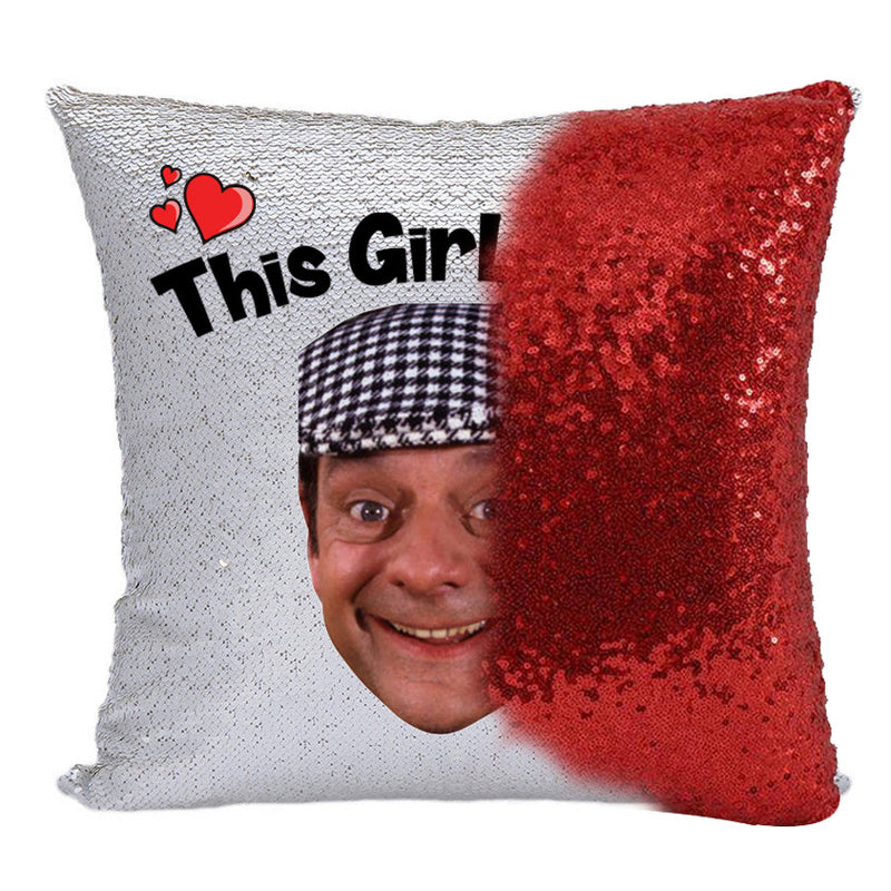 RED MAGIC SEQUIN CUSHION- ANY NAME LOVES DEL BOY TROTTER NEW