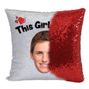 RED MAGIC SEQUIN CUSHION- ANY NAME LOVES EDDIE REDMAYNE