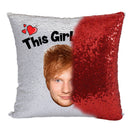 RED MAGIC SEQUIN CUSHION- ANY NAME LOVES ED SHEERAN