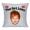 RED MAGIC SEQUIN CUSHION- ANY NAME LOVES ED SHEERAN