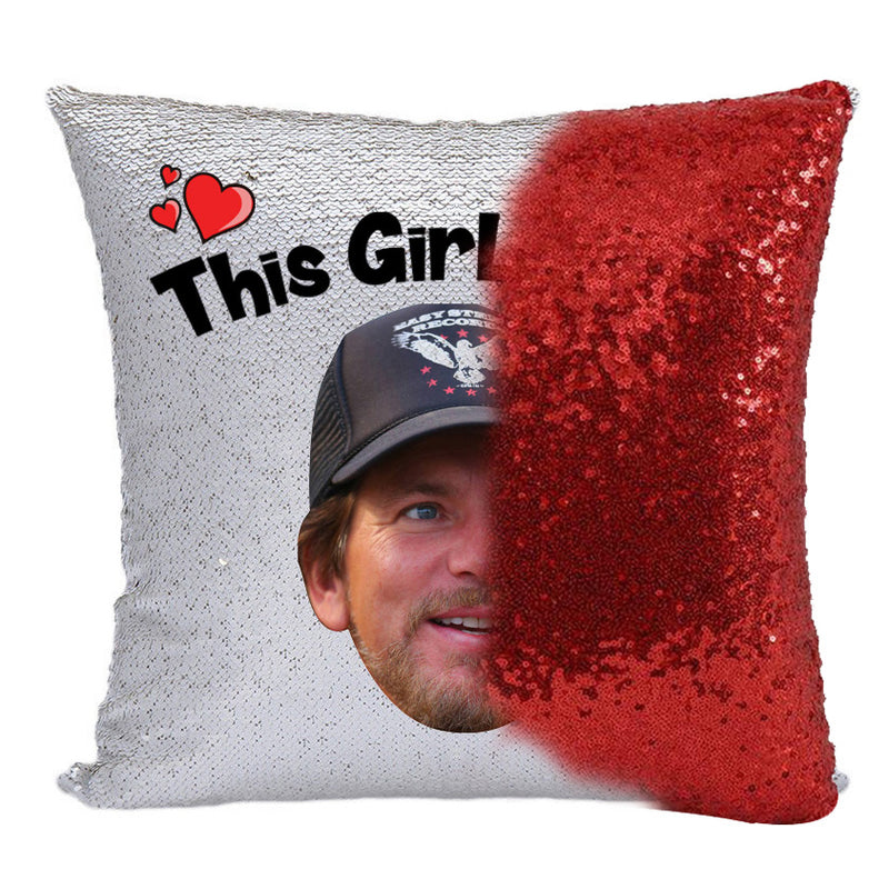 RED MAGIC SEQUIN CUSHION- ANY NAME LOVES EDDIE VEDDER