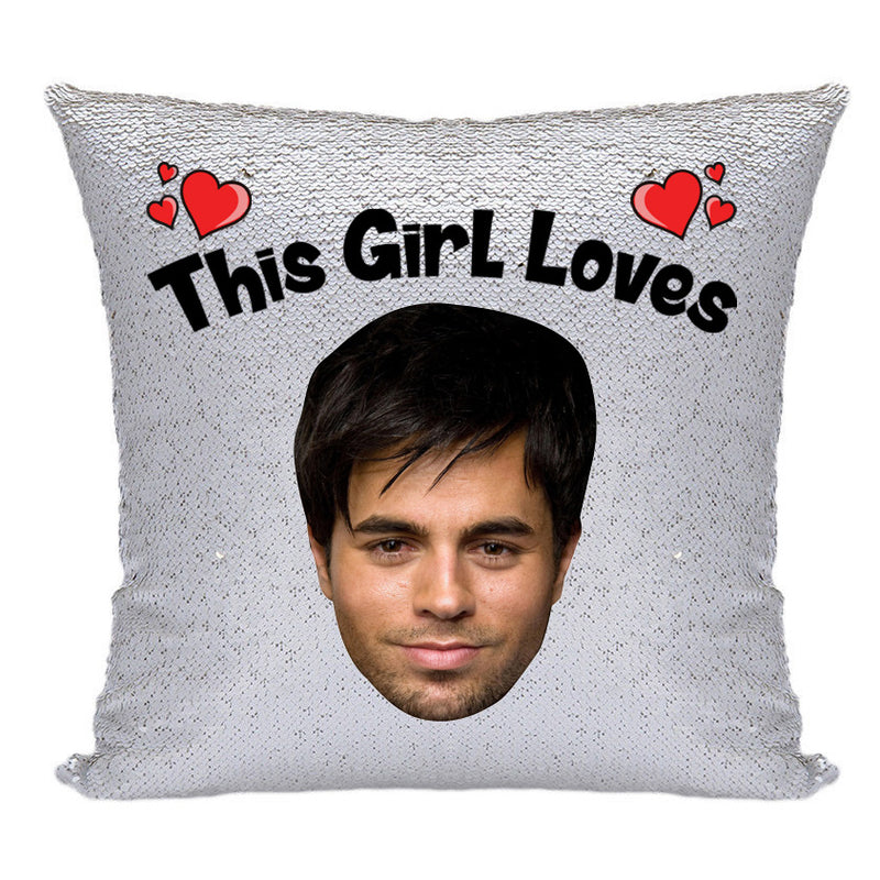 RED MAGIC SEQUIN CUSHION- ANY NAME LOVES ENRIQUE IGLESIAS