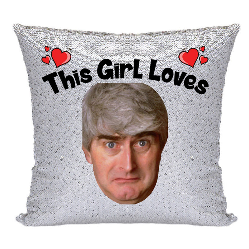 RED MAGIC SEQUIN CUSHION- ANY NAME LOVES FATHER TED