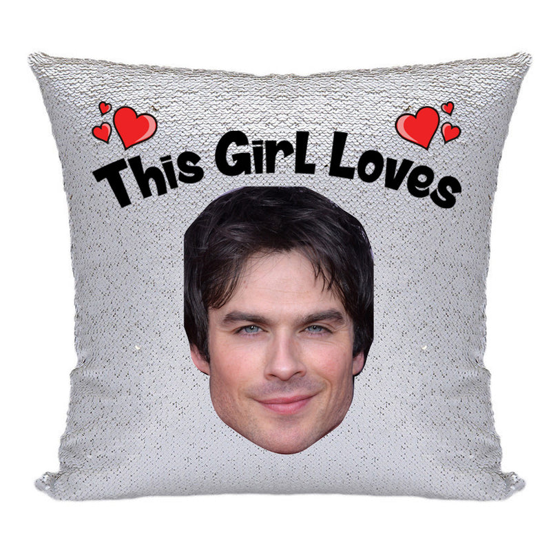 RED MAGIC SEQUIN CUSHION- ANY NAME LOVES IAN SOMERHALDER