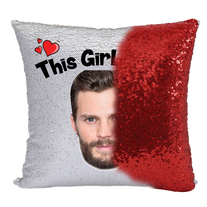 RED MAGIC SEQUIN CUSHION- ANY NAME LOVES JAMIE DORNAN