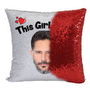 RED MAGIC SEQUIN CUSHION- ANY NAME LOVES JOE MANGANIELLO