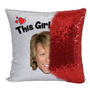 RED MAGIC SEQUIN CUSHION- ANY NAME LOVES JON BON JOVI