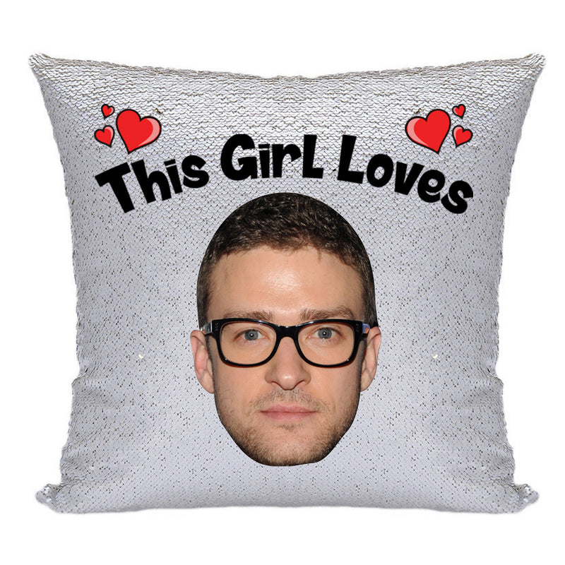 RED MAGIC SEQUIN CUSHION- ANY NAME LOVES JUSTIN TIMBERLAKE