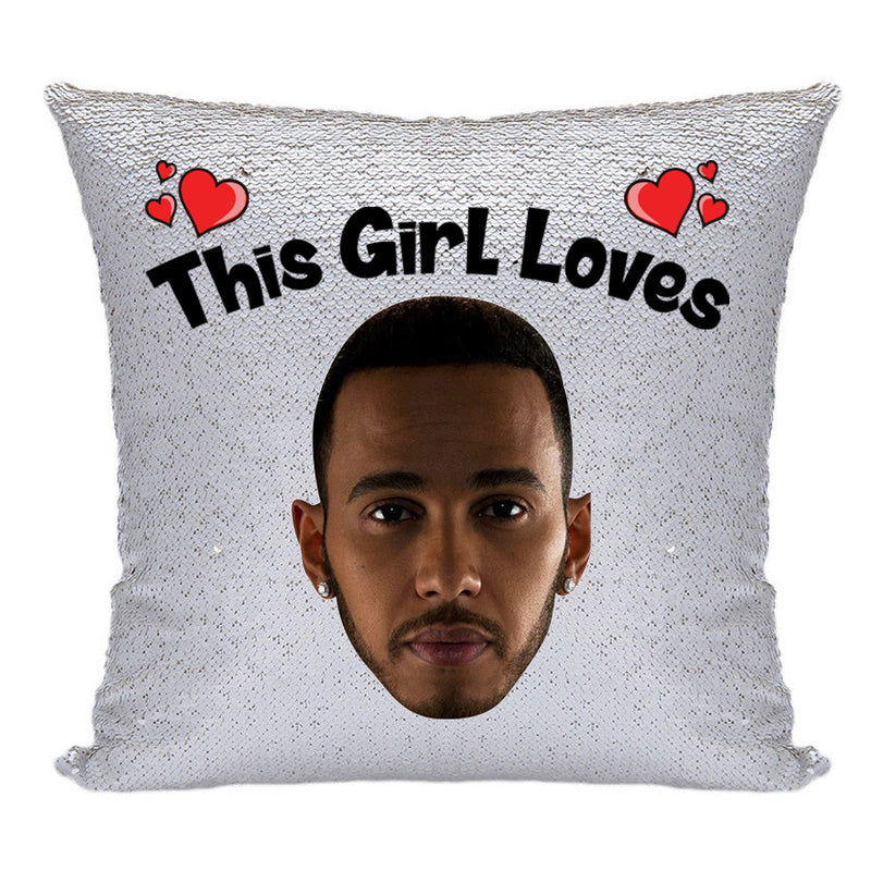 RED MAGIC SEQUIN CUSHION- ANY NAME LOVES LEWIS HAMILTON