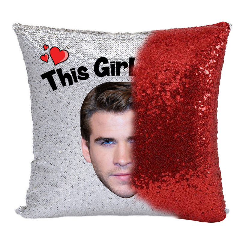 RED MAGIC SEQUIN CUSHION- ANY NAME LOVES LIAM HEMSWORTH