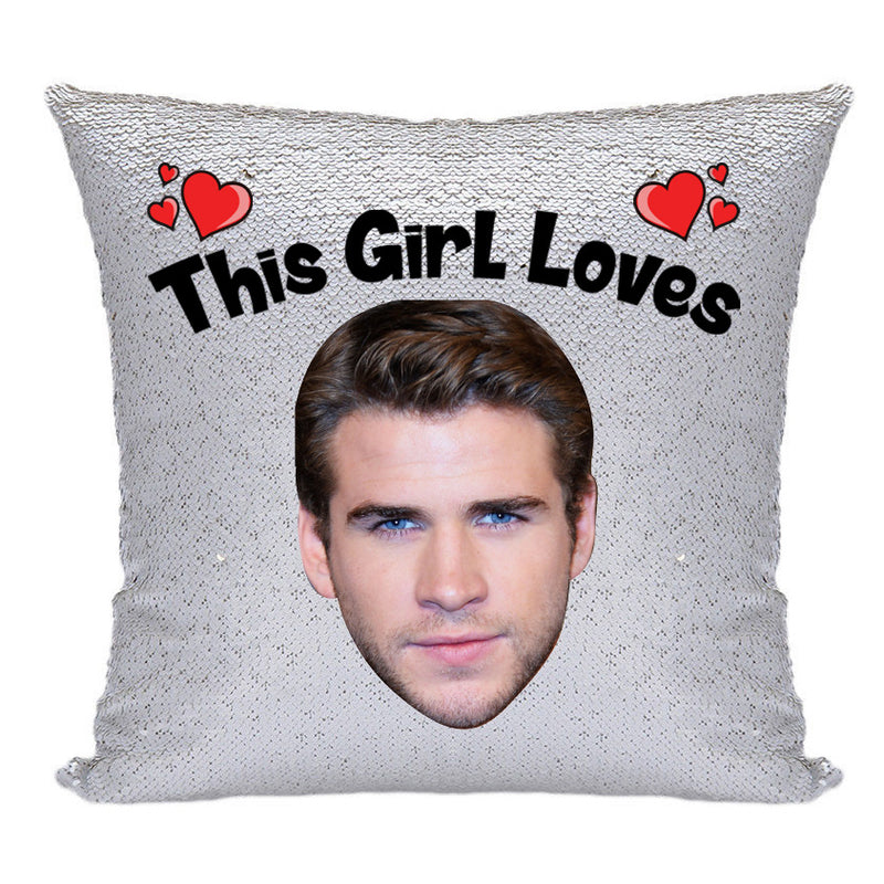RED MAGIC SEQUIN CUSHION- ANY NAME LOVES LIAM HEMSWORTH
