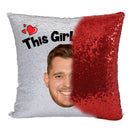 RED MAGIC SEQUIN CUSHION- ANY NAME LOVES MICHAEL BUBLE 2