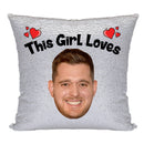 RED MAGIC SEQUIN CUSHION- ANY NAME LOVES MICHAEL BUBLE 2