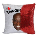 RED MAGIC SEQUIN CUSHION- ANY NAME LOVES MICHAEL CLARKE DUNCAN