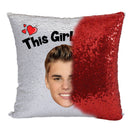 RED MAGIC SEQUIN CUSHION- ANY NAME LOVES JUSTIN BIEBER MINT
