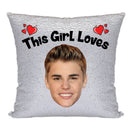 RED MAGIC SEQUIN CUSHION- ANY NAME LOVES JUSTIN BIEBER MINT