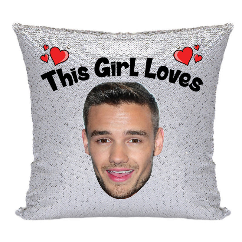 RED MAGIC SEQUIN CUSHION- ANY NAME LOVES LIAM PAYNE.