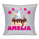 Unicorn 102 Personalised Silver Sequin Cushion including cushion insert