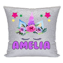 Unicorn 105 Personalised Silver Sequin Cushion including cushion insert