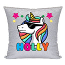 Unicorn 106 Personalised Silver Sequin Cushion including cushion insert