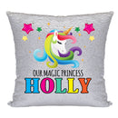 Unicorn 107 Personalised Silver Sequin Cushion including cushion insert