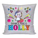 Unicorn 108 Personalised Silver Sequin Cushion including cushion insert
