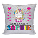 Unicorn 109 Personalised Silver Sequin Cushion including cushion insert