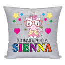 Unicorn 110 Personalised Silver Sequin Cushion including cushion insert
