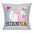 Unicorn 112 Personalised Silver Sequin Cushion including cushion insert