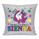 Unicorn 113 Personalised Silver Sequin Cushion including cushion insert