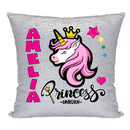Unicorn 115 Personalised Silver Sequin Cushion including cushion insert