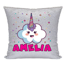 Unicorn 116 Personalised Silver Sequin Cushion including cushion insert