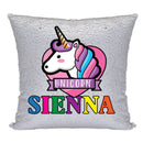 Unicorn 117 Personalised Silver Sequin Cushion including cushion insert