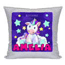 Unicorn 119 Personalised Silver Sequin Cushion including cushion insert